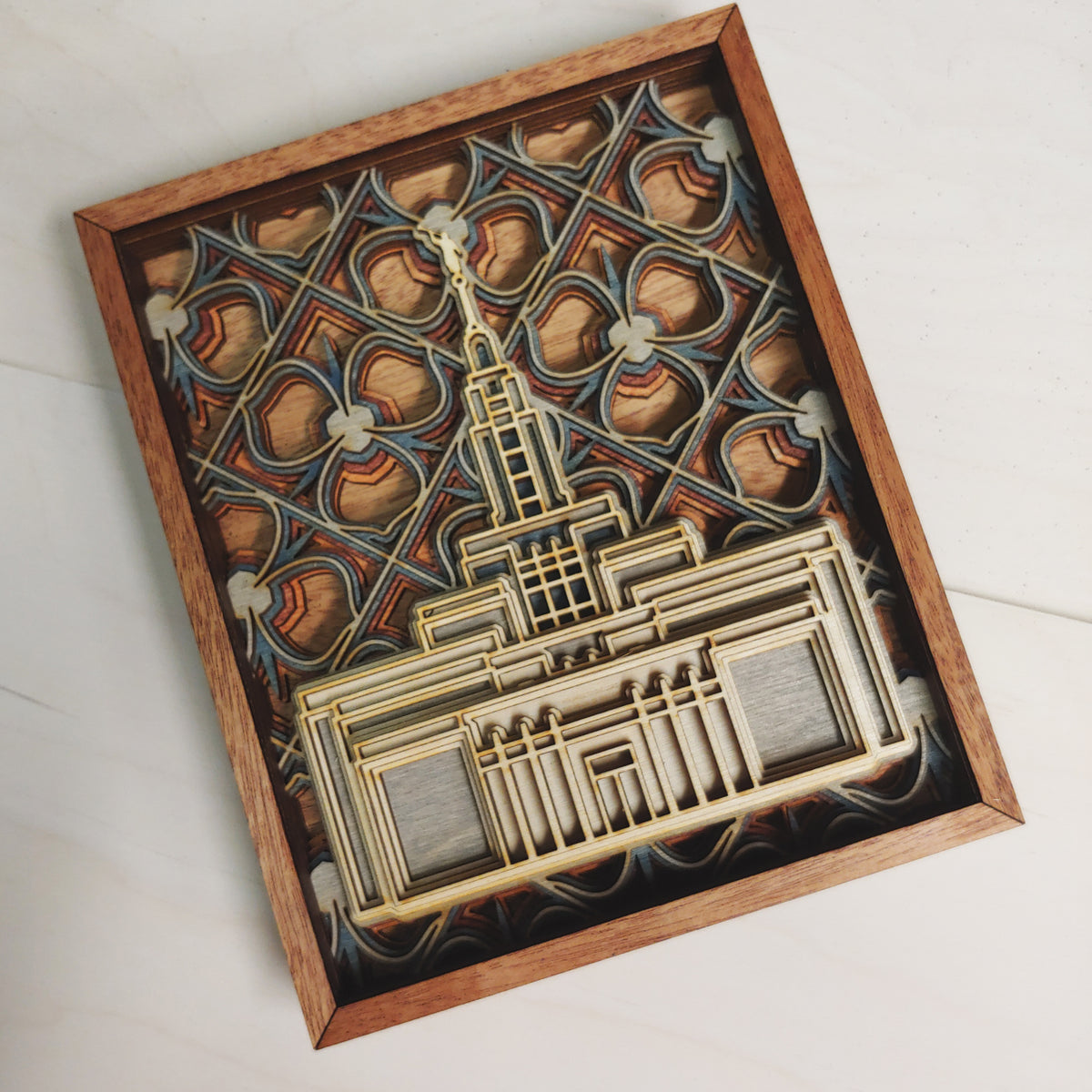 Manti Utah Temple Layered Wood Plaque – W.K. Wilson