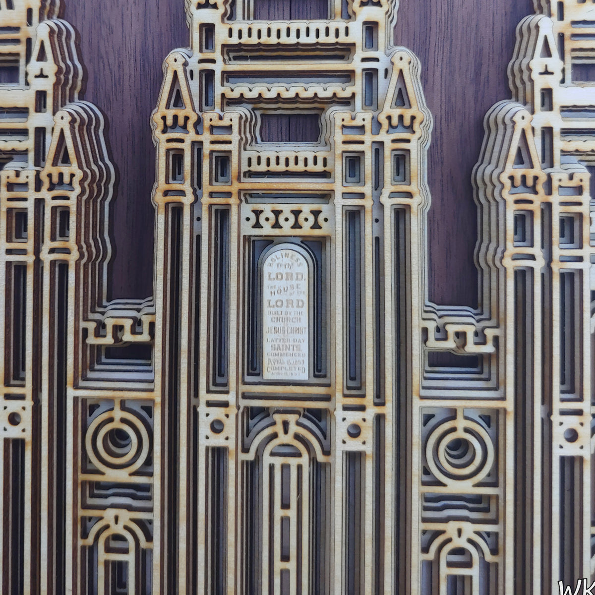 Salt Lake Temple Layered Wood Plaque – W.K. Wilson