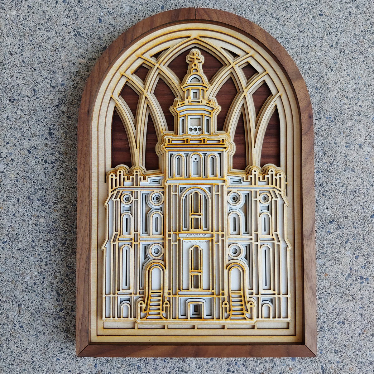 Salt Lake Temple Layered Wood Plaque – W.K. Wilson