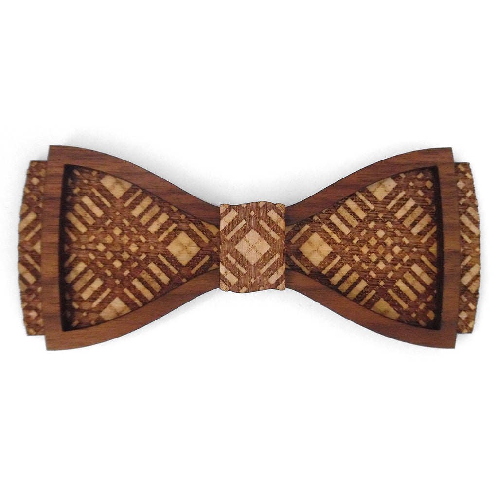 Tilton - Framed Plaid Wood Bow Tie
