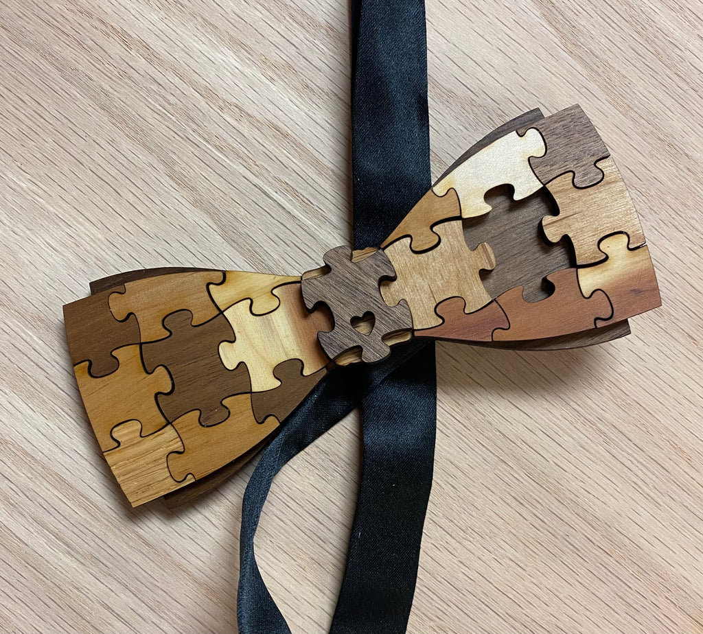 A Piece - Puzzle Piece Wood Bow Tie