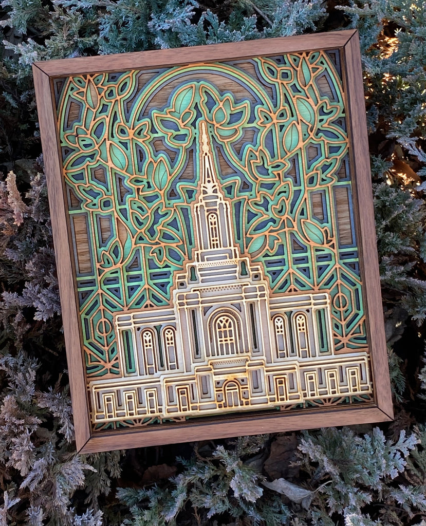 Orem Utah Temple Layered Wood Plaque