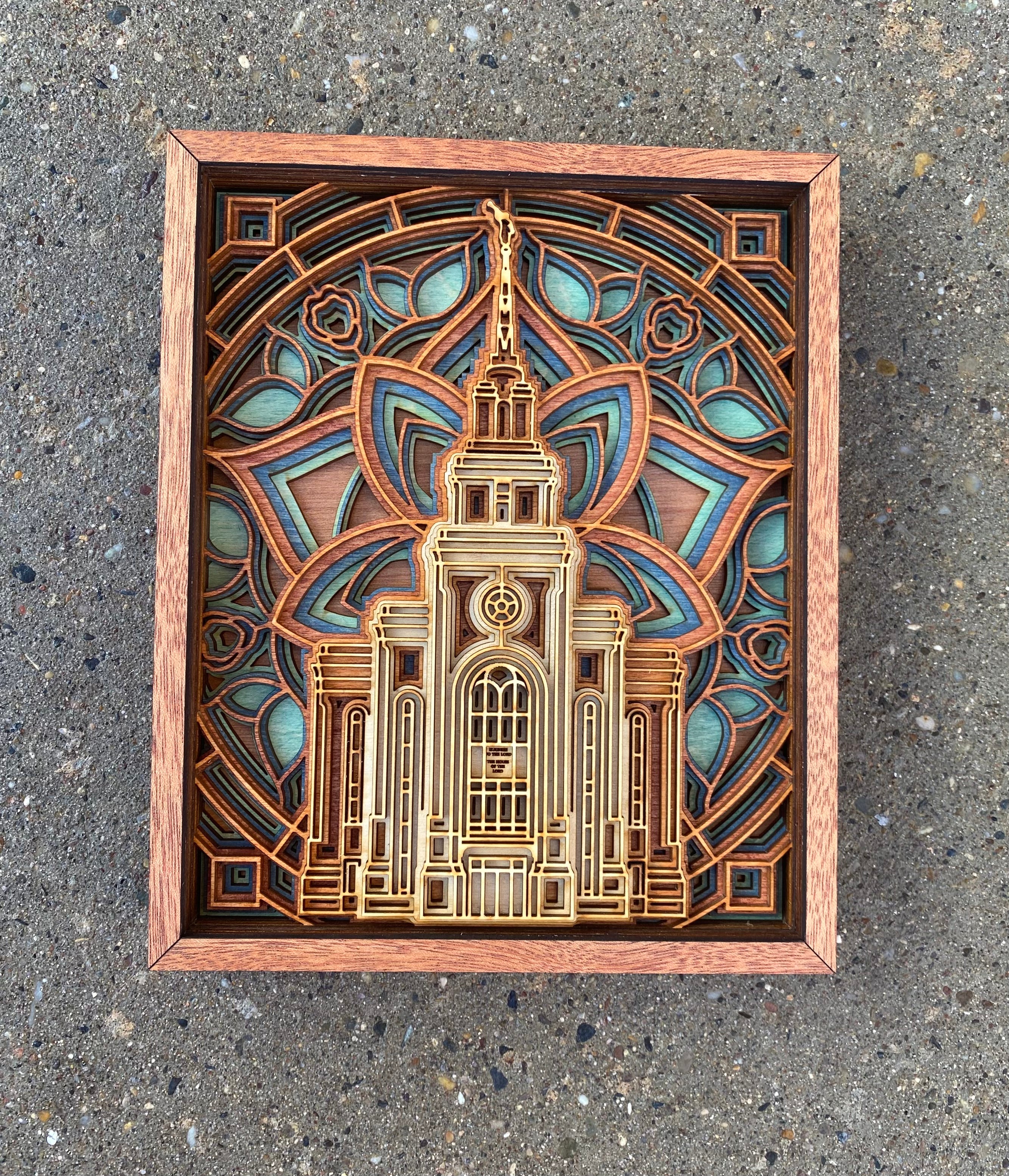 Layton Utah Temple Layered Wooden Plaque