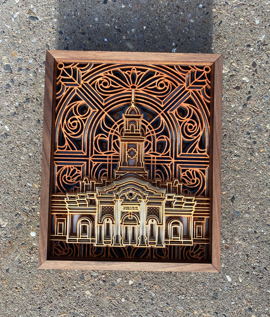 McAllenTexas Temple Layered Wood Plaque