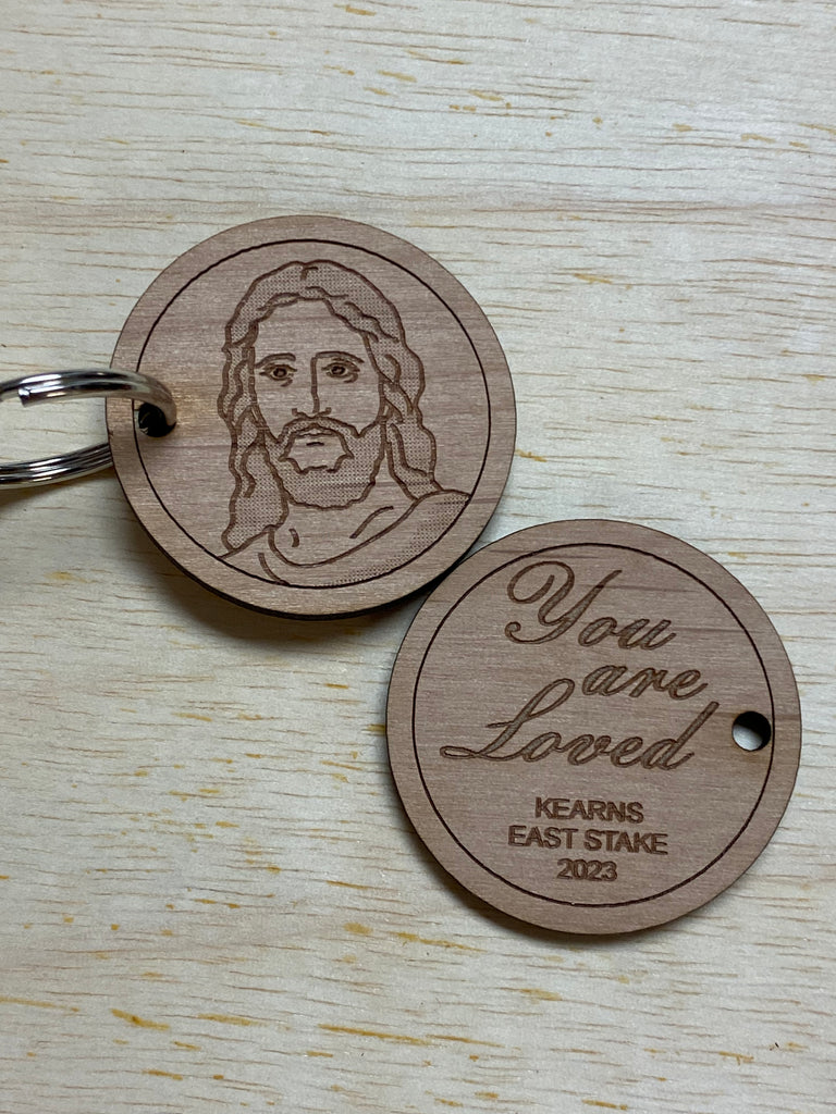 Hear Him - Round Engraved Wooden Keychain with custom engraving