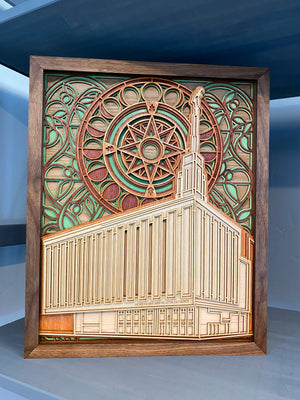 Chicago Illinois Temple Layered Wood Plaque