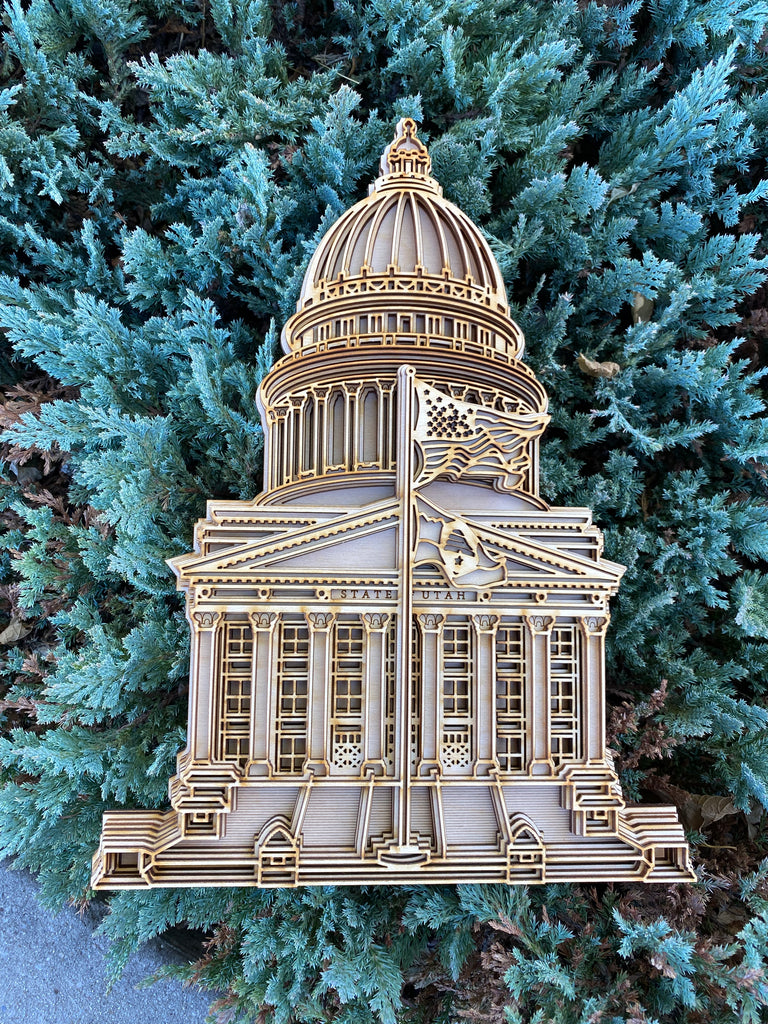 Utah State Capitol Building Layered Wood Plaque