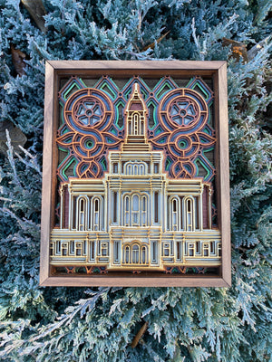 Deseret Peak Utah Temple Layered Wood Plaque