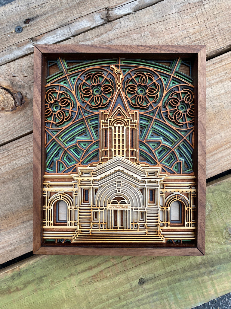 Fort Collins Colorado Temple Layered Wood Plaque