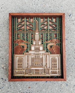 Saratoga Springs Temple Layered Wood Plaque