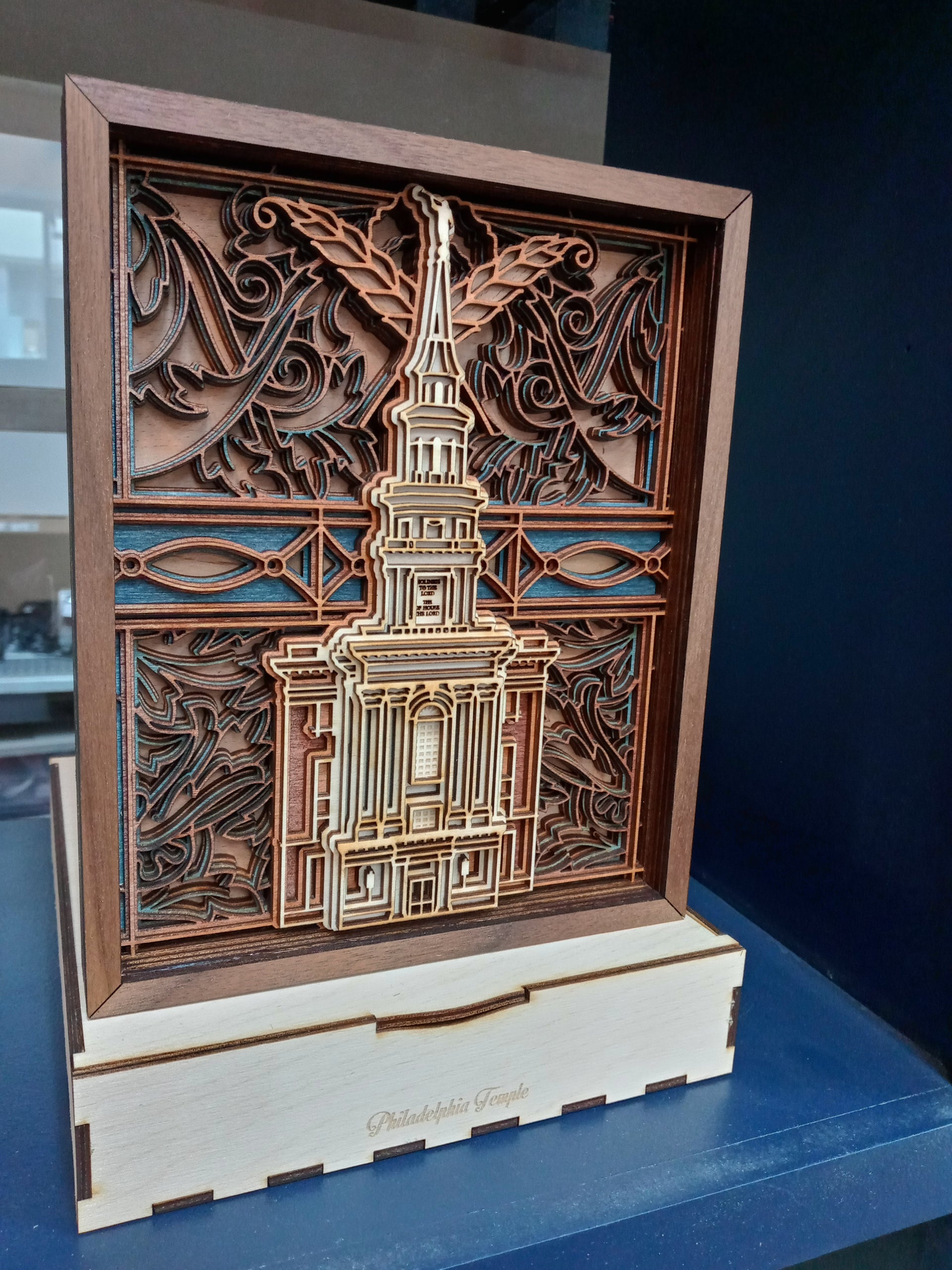 Philadelphia Pennsylvania Temple Layered Wood Plaque