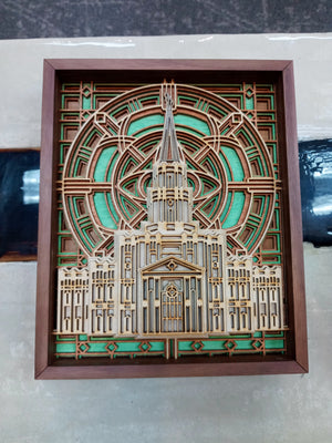 Houston Texas Temple Layered Wood Plaque