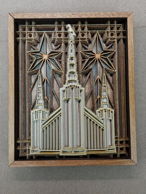 Portland Oregon Temple Layered Wood Plaque
