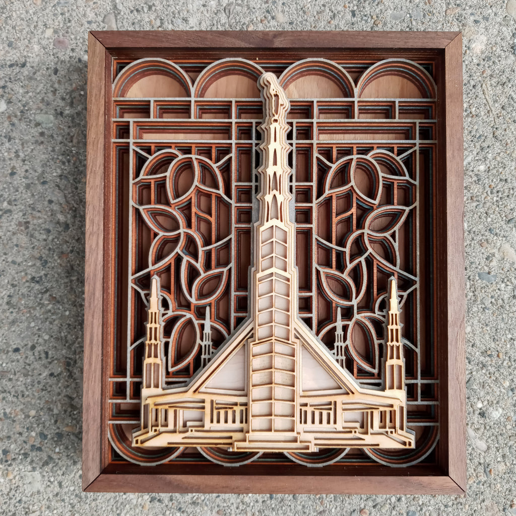 Dallas Texas Temple Layered Wood Plaque