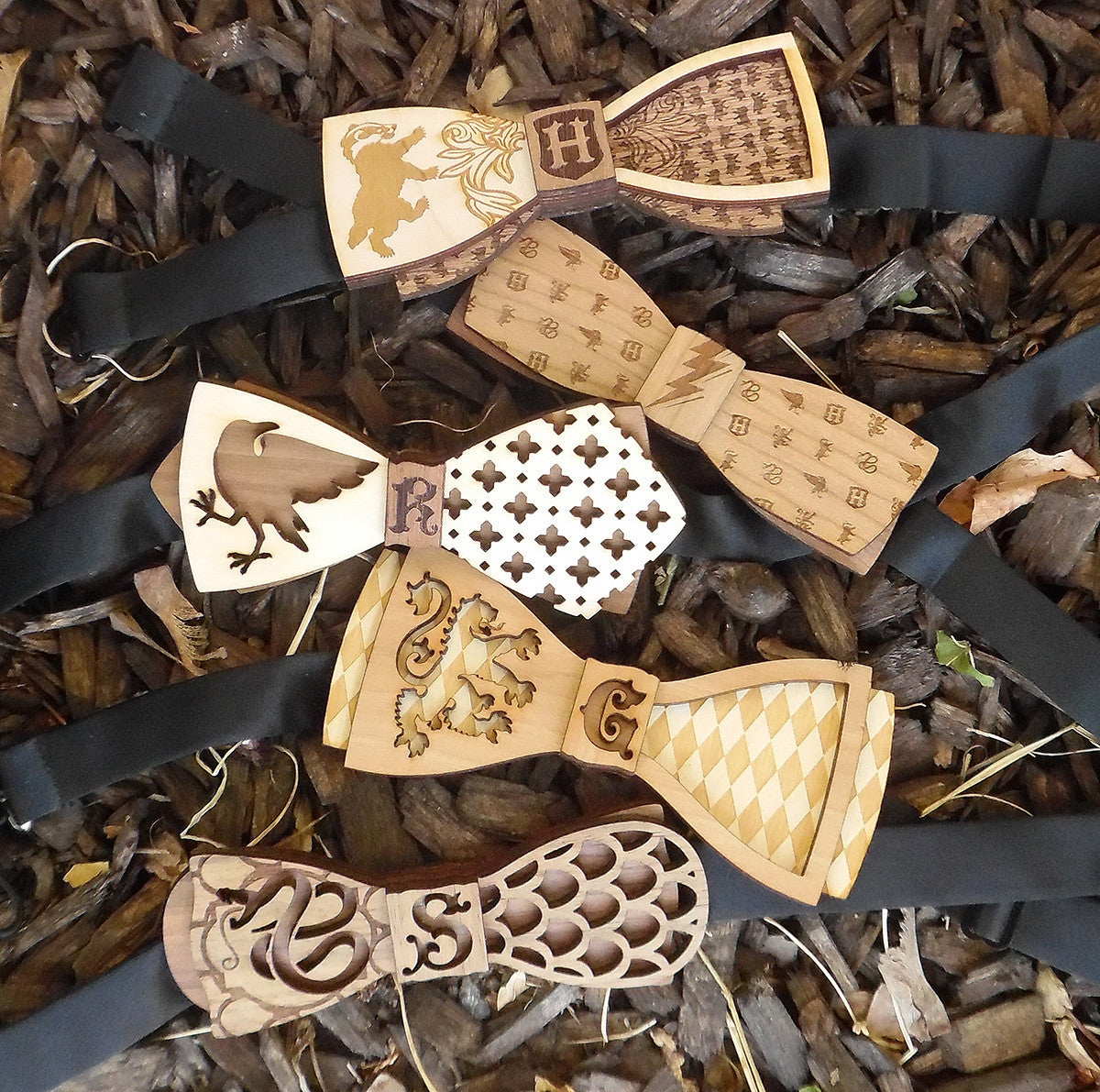 Slither - Heraldry Walnut Wood Bow Tie