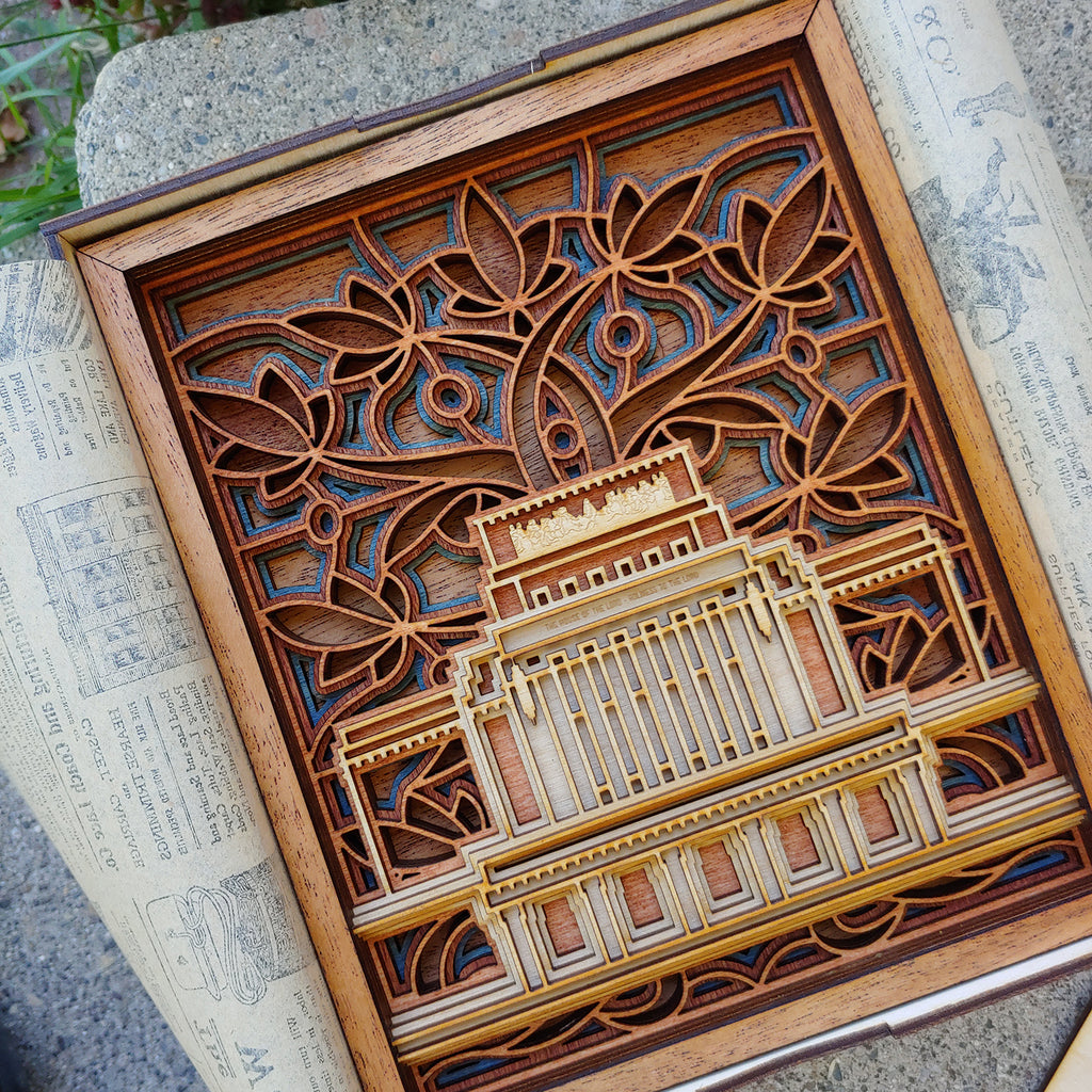 Laie Hawaii Temple Layered Wood Plaque
