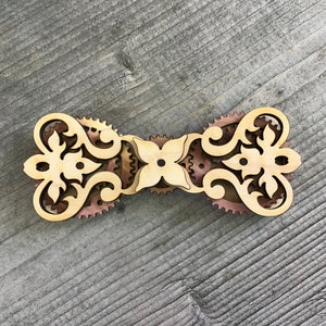 Custom kinetic gear wooden bow tie, style Viktor Maple