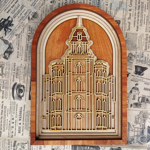 Manti Utah Temple Layered Wood Plaque