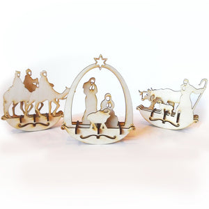 Wooden Christmas Nativity Puzzle Rocker Set