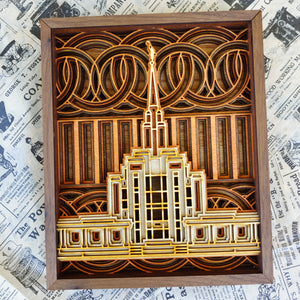 Oquirrh Mountain Utah Temple Layered Wood Plaque