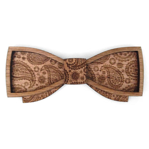 classic paisley style wooden bow tie