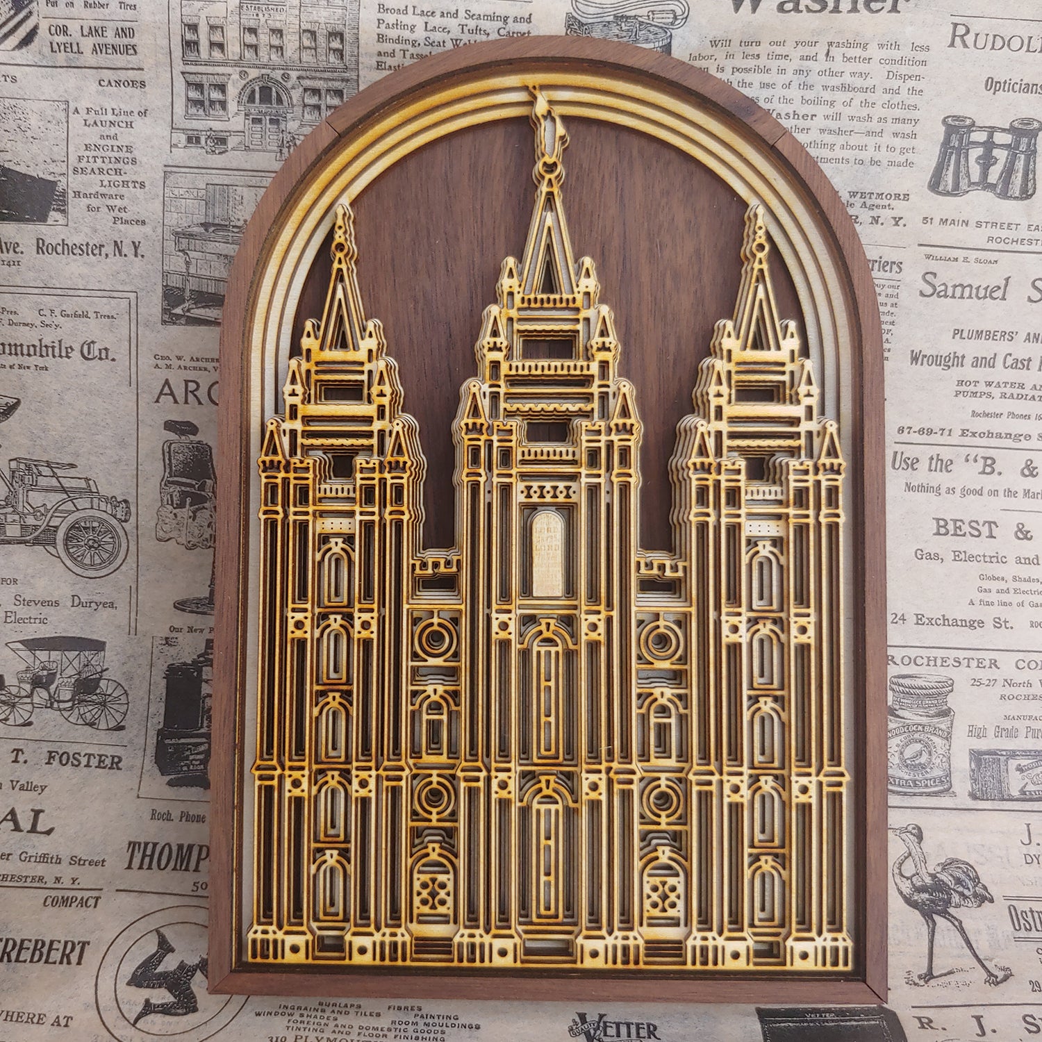 Salt Lake Temple Layered Wood Plaque