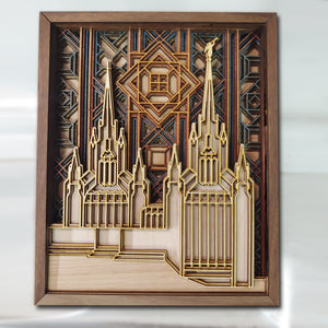 San Diego California Temple Layered Wood Plaque