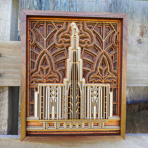 Seattle Washington Temple Layered Wood Plaque