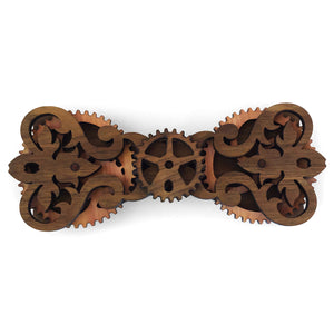 Viktor - Walnut Wood Moving Gear Bow Tie