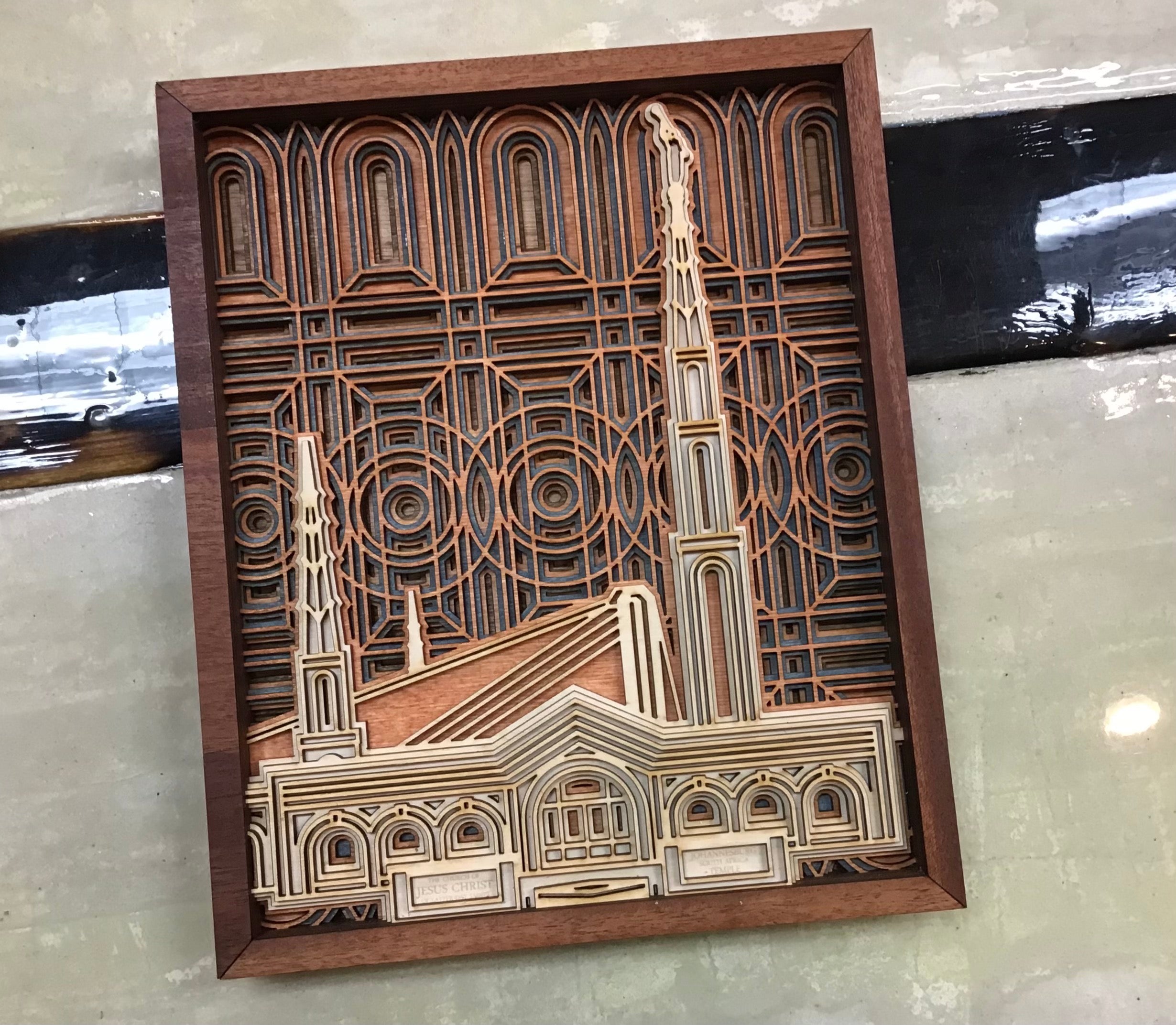 Johannesburg South Africa Temple Layered Wood Plaque